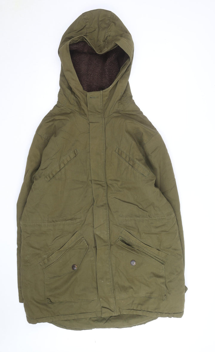 These Glory Days Men's Green Hooded Parka Jacket M Cotton Lined