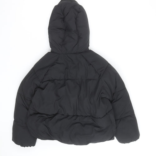 ZARA Girls Black Puffer Jacket 9-10 Years Hooded Winter Coat