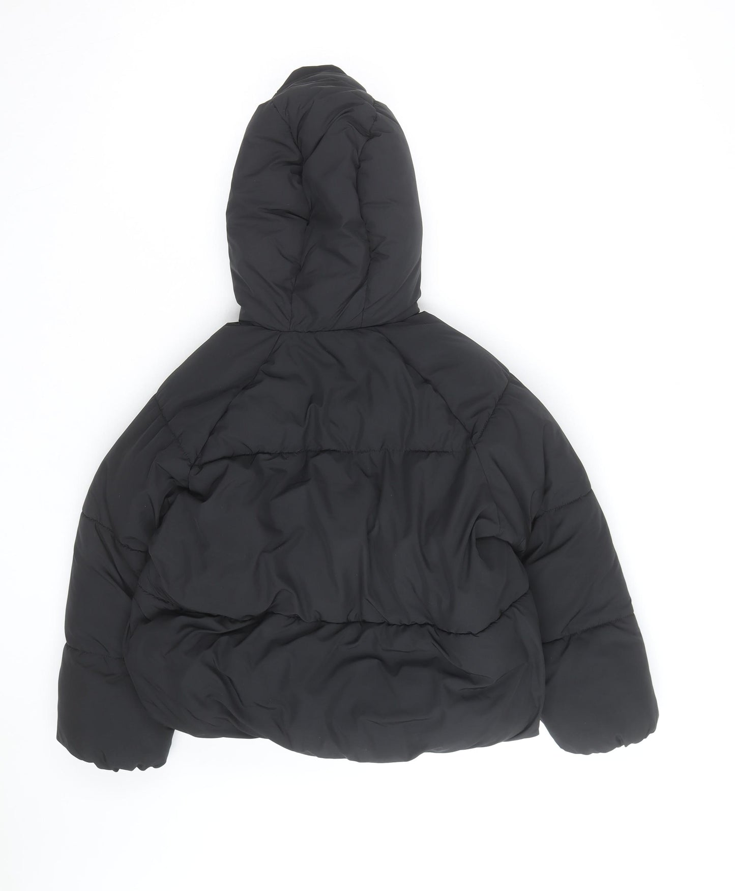 ZARA Girls Black Puffer Jacket 9-10 Years Hooded Winter Coat