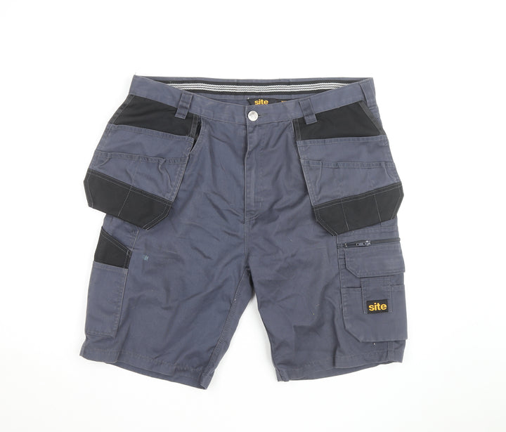 Site Men's Grey Cargo Work Shorts Size L W36 Regular Fit