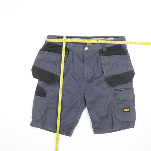Site Men's Grey Cargo Work Shorts Size L W36 Regular Fit