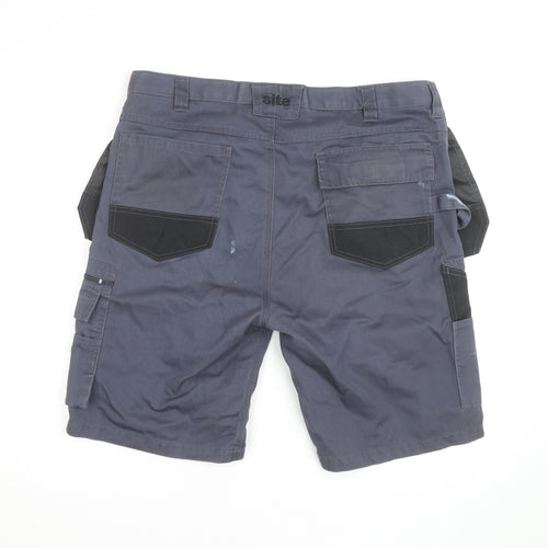 Site Men's Grey Cargo Work Shorts Size L W36 Regular Fit