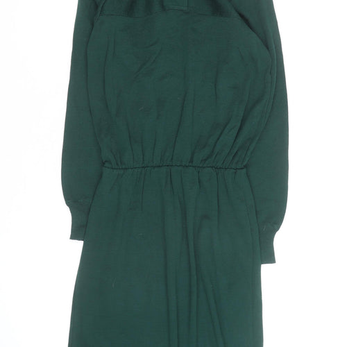 Louisville Women Petite Green Knit High Neck Long Sleeve Fit & Flare Dress Size 6