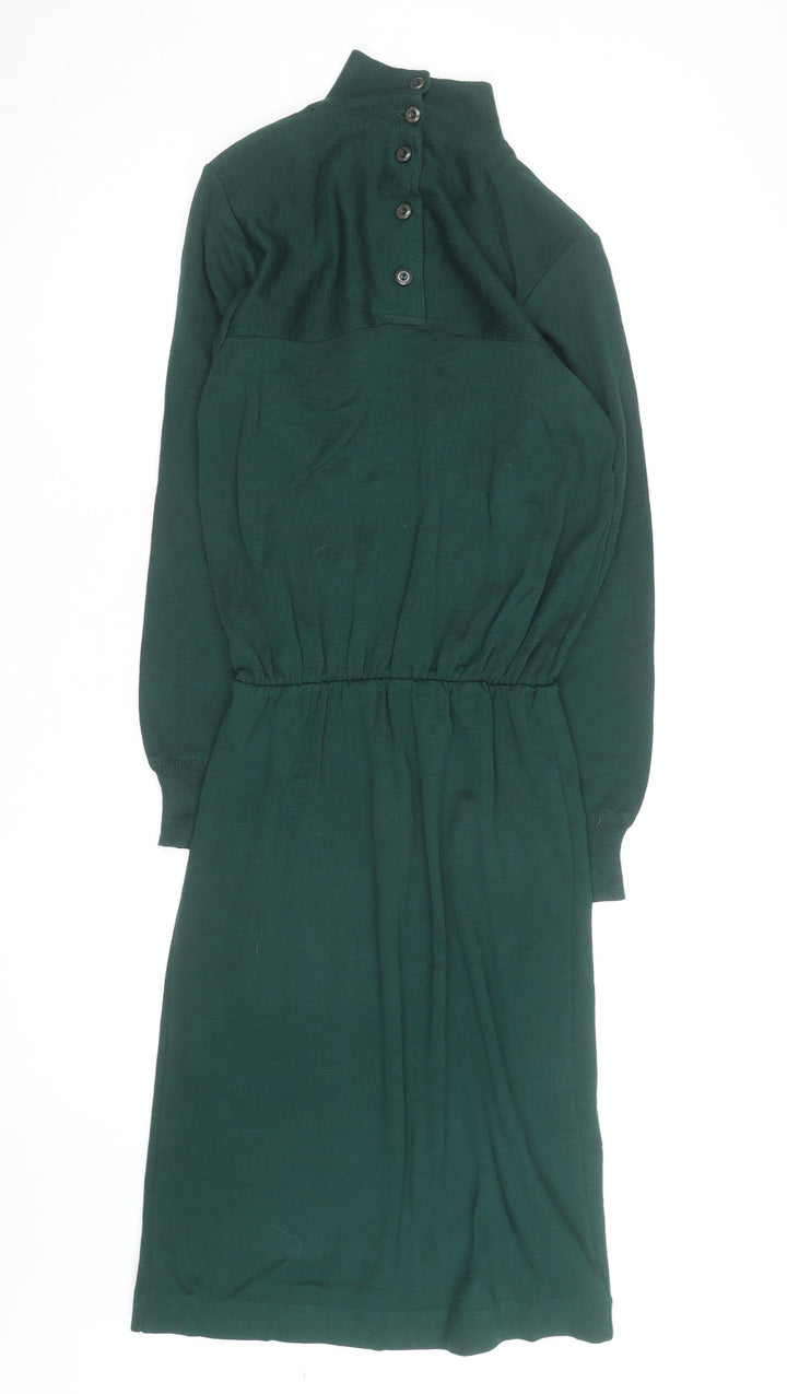 Louisville Women Petite Green Knit High Neck Long Sleeve Fit & Flare Dress Size 6