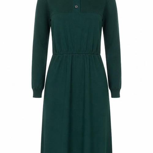 Louisville Women Petite Green Knit High Neck Long Sleeve Fit & Flare Dress Size 6
