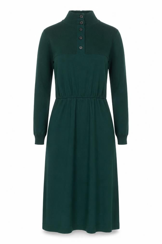 Louisville Women Petite Green Knit High Neck Long Sleeve Fit & Flare Dress Size 6