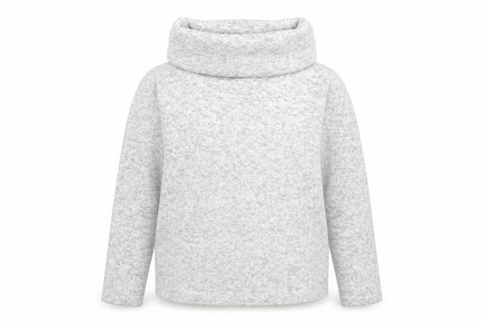 Front view of Mountain Warehouse women’s grey cowl neck long sleeve jumper, size UK 12