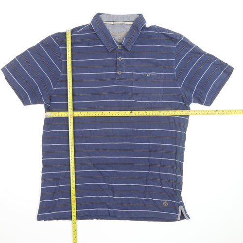 Nautica Men's Blue Striped Cotton Short Sleeve Polo Shirt Size M