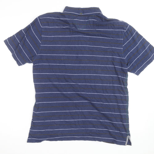 Nautica Men's Blue Striped Cotton Short Sleeve Polo Shirt Size M