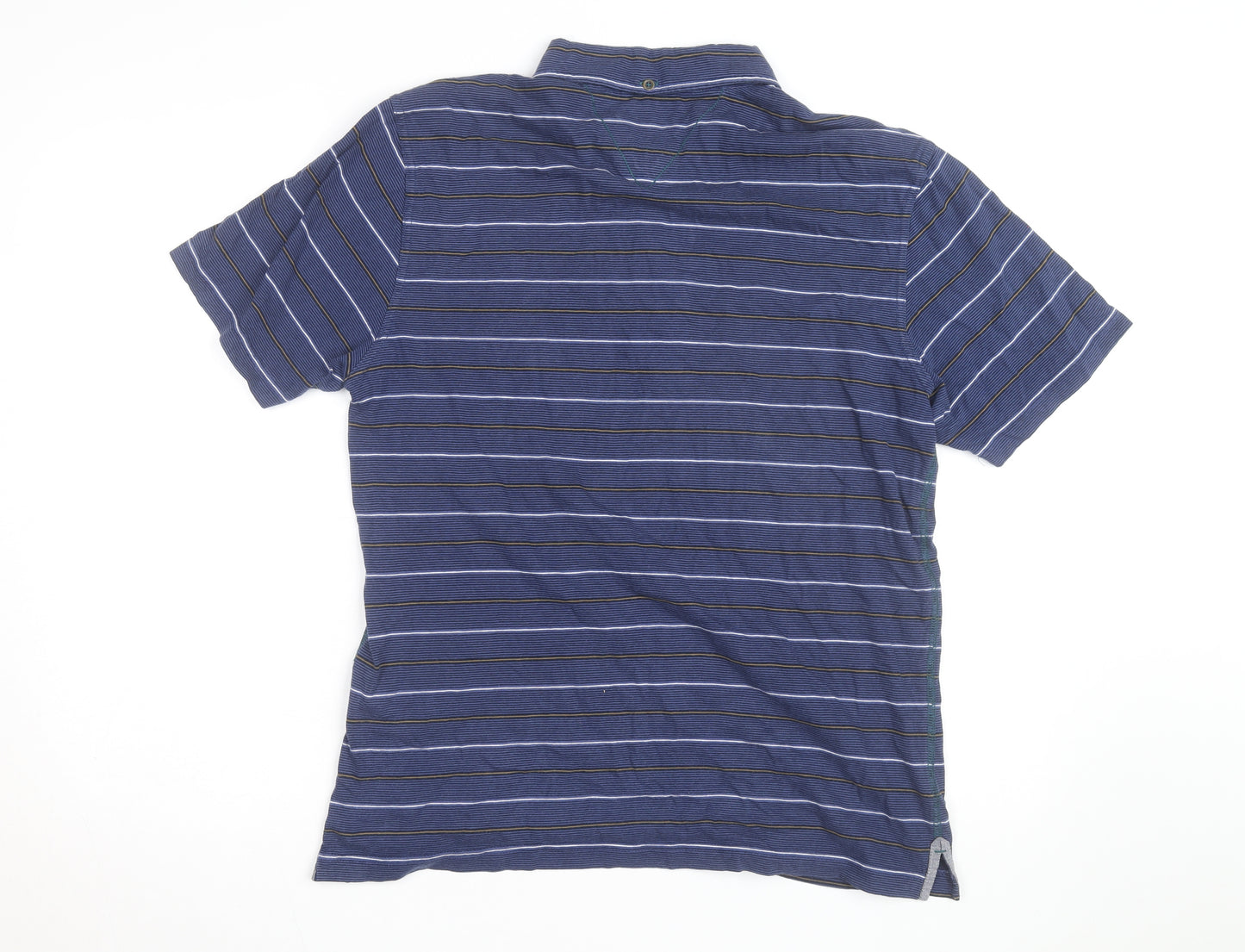 Nautica Men's Blue Striped Cotton Short Sleeve Polo Shirt Size M