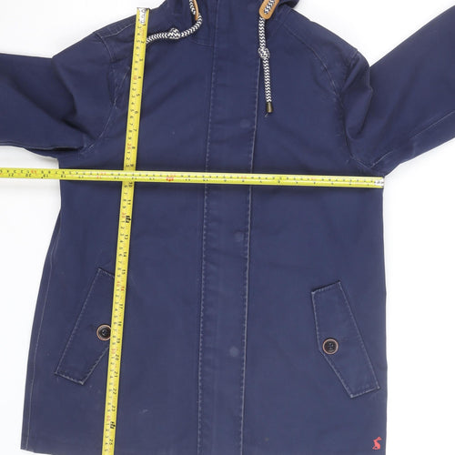 Joules Women's Blue Waterproof Hooded Rain Coat Jacket Size 10