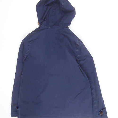 Joules Women's Blue Waterproof Hooded Rain Coat Jacket Size 10