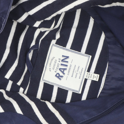 Joules Women's Blue Waterproof Hooded Rain Coat Jacket Size 10