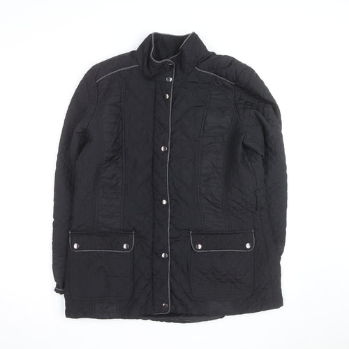 Wallis Womens Black Quilted Mid-Length Jacket Size 16