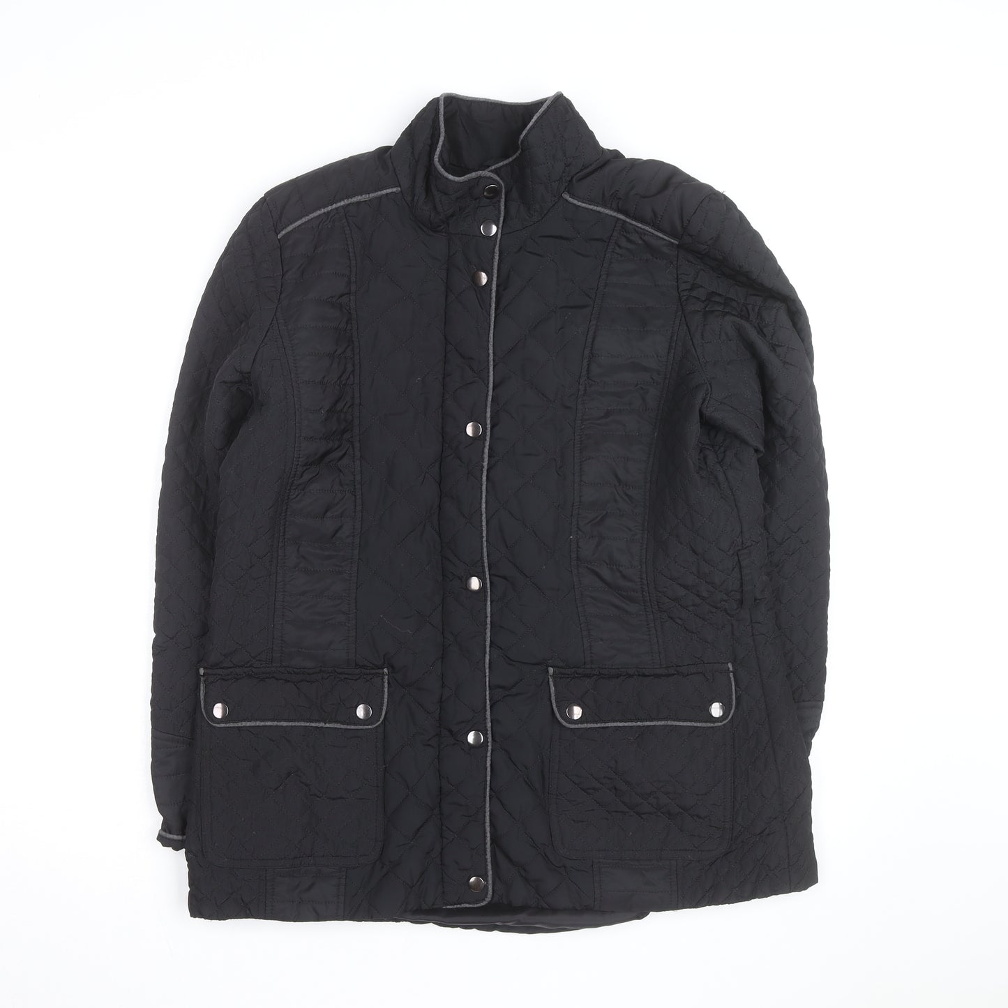 Wallis Womens Black Quilted Mid-Length Jacket Size 16
