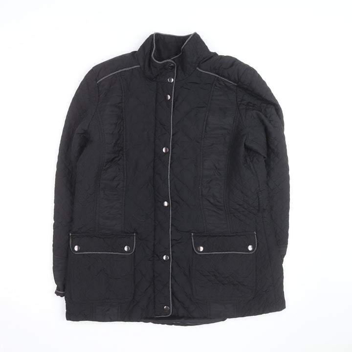 Wallis Womens Black Quilted Mid-Length Jacket Size 16