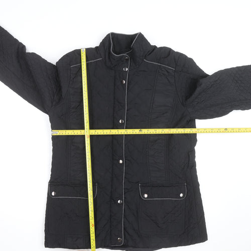 Wallis Womens Black Quilted Mid-Length Jacket Size 16