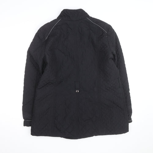 Wallis Womens Black Quilted Mid-Length Jacket Size 16