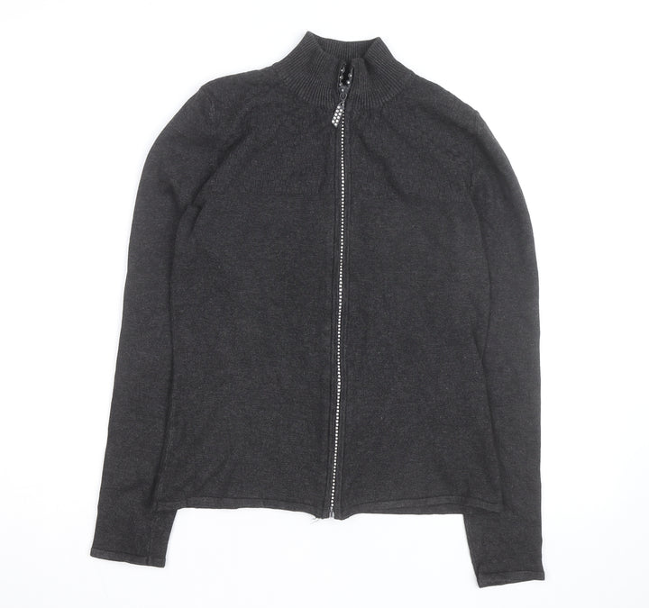 Belldini Women's Black Full Zip Mock Neck Knit Jumper M