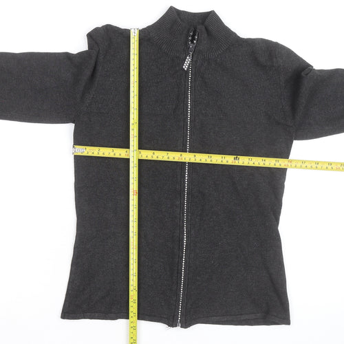 Belldini Women's Black Full Zip Mock Neck Knit Jumper M