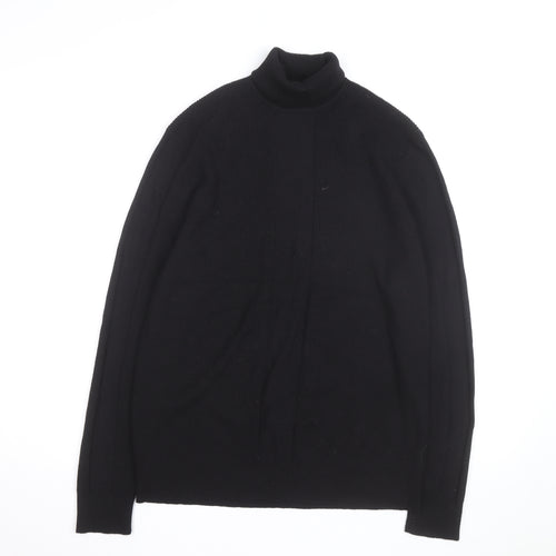 Gene Meyer Men's Black Wool Roll Neck Jumper Size L