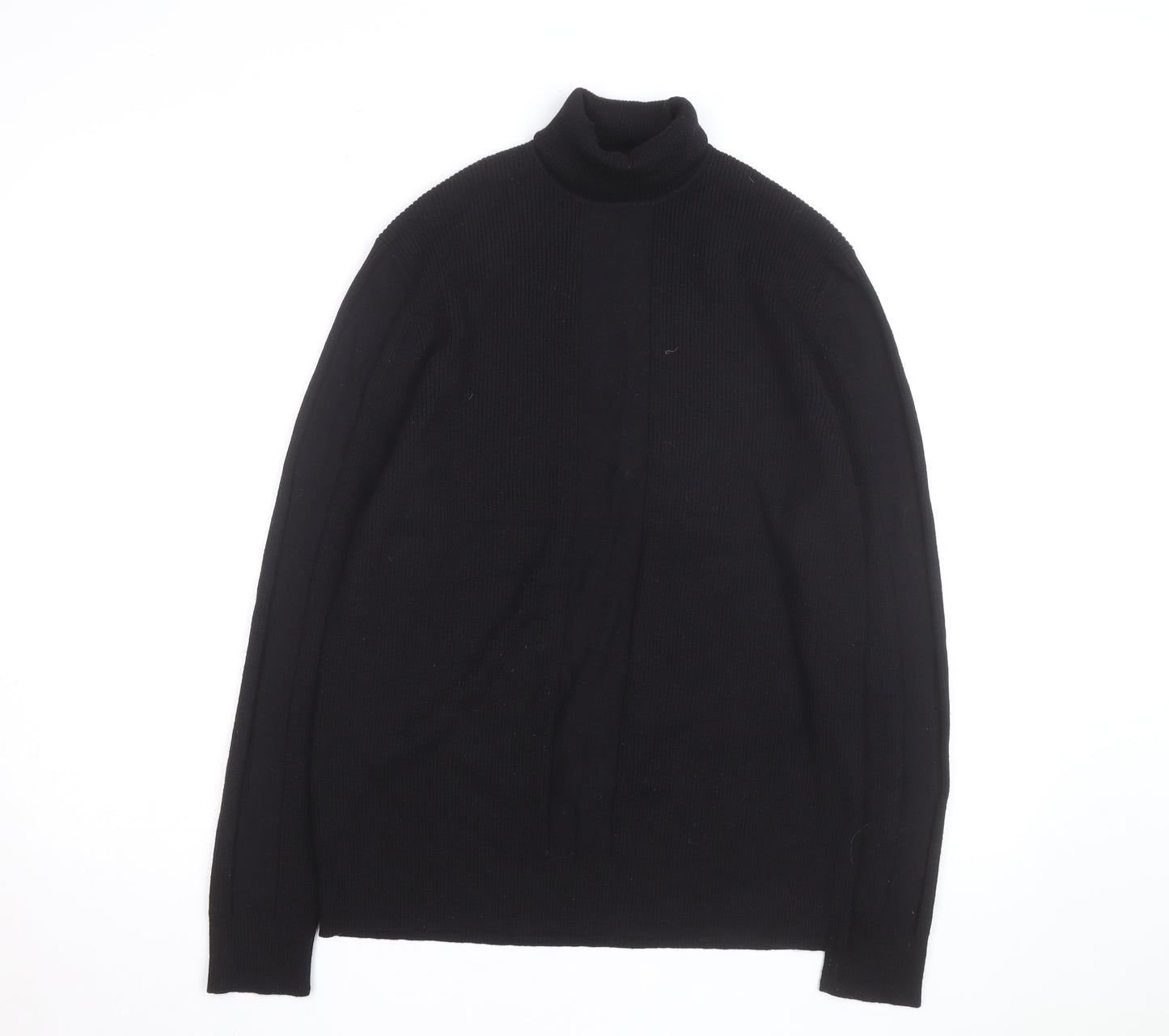 Gene Meyer Men's Black Wool Roll Neck Jumper Size L