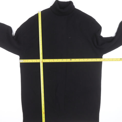 Gene Meyer Men's Black Wool Roll Neck Jumper Size L