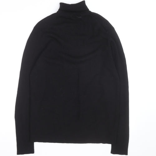 Gene Meyer Men's Black Wool Roll Neck Jumper Size L