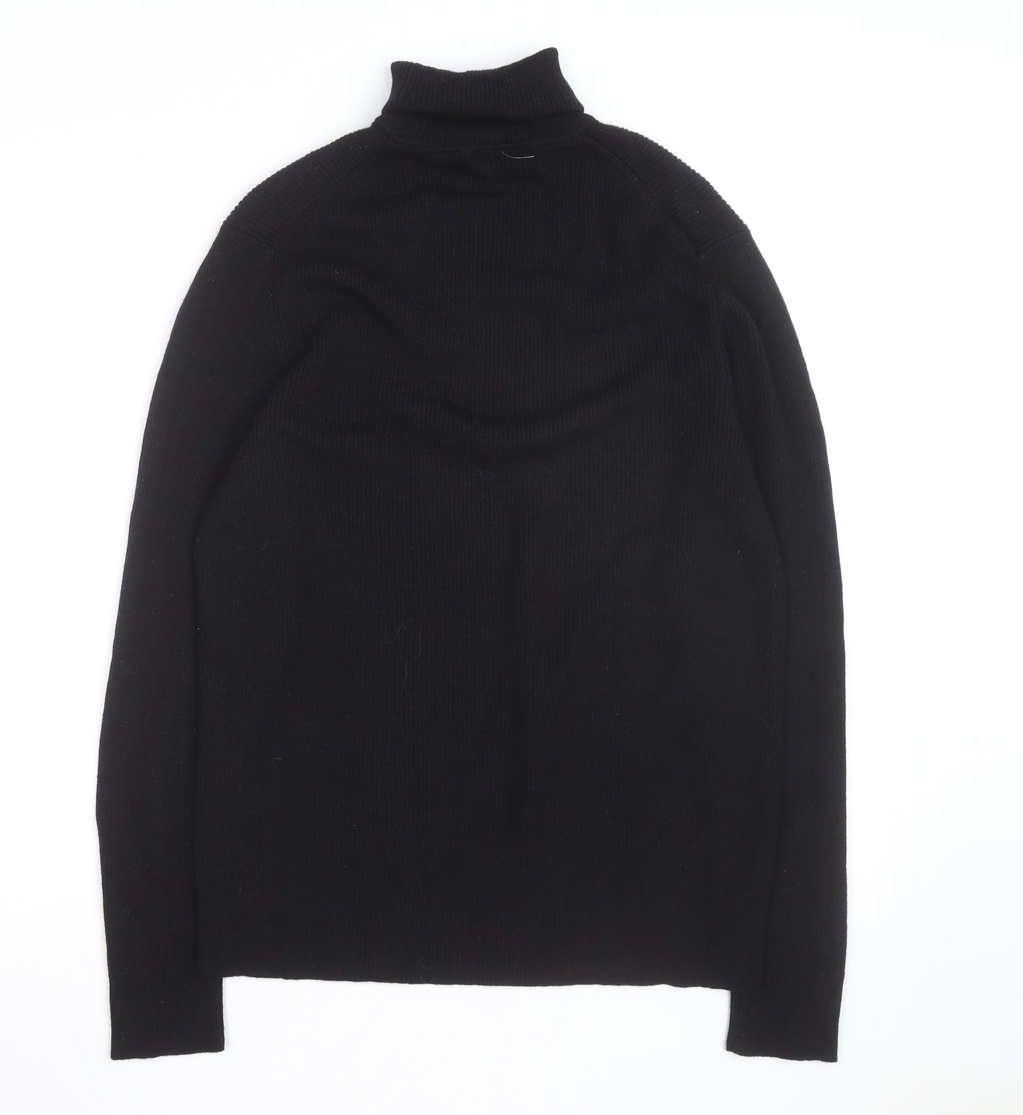 Gene Meyer Men's Black Wool Roll Neck Jumper Size L