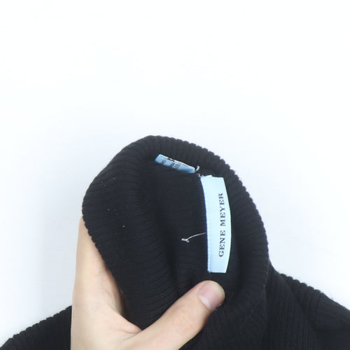 Gene Meyer Men's Black Wool Roll Neck Jumper Size L