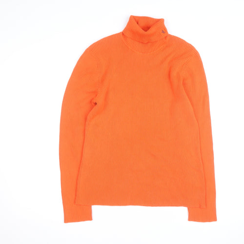 Ralph Lauren Men's Orange Cotton Roll Neck Jumper Size M