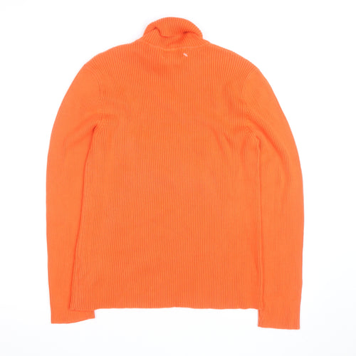 Ralph Lauren Men's Orange Cotton Roll Neck Jumper Size M