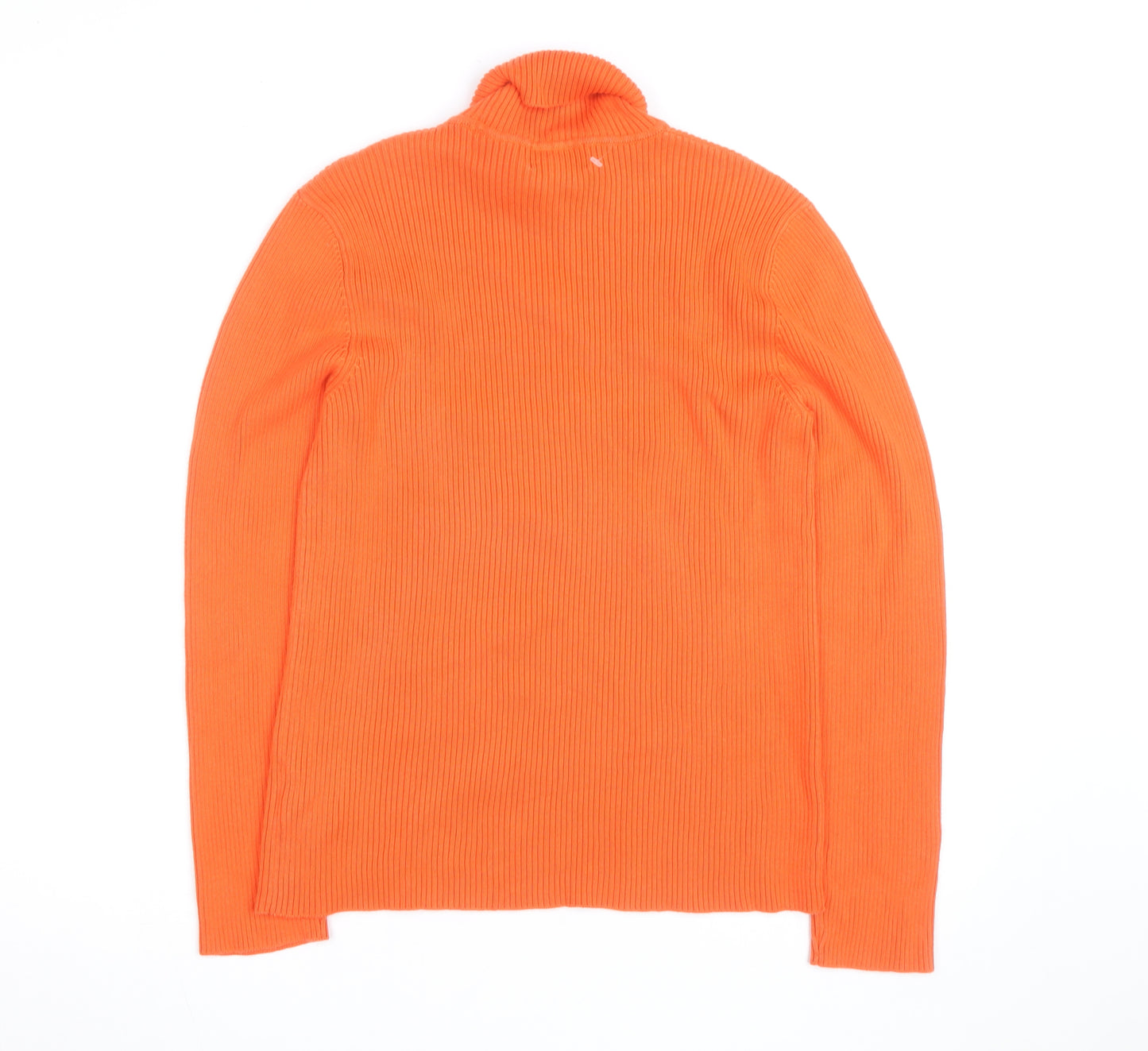 Ralph Lauren Men's Orange Cotton Roll Neck Jumper Size M