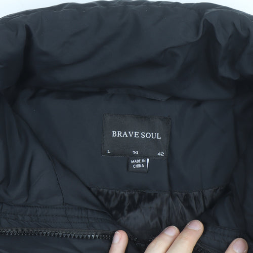 Brave Soul Women’s Black Puffer Jacket Size 14 Winter Coat