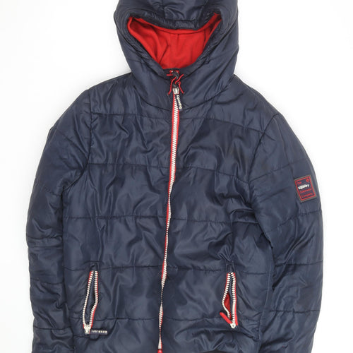 Superdry Men's Blue Hooded Puffer Jacket Size M Winter Casual