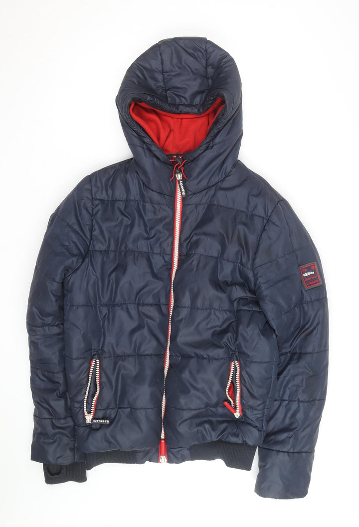 Superdry Men's Blue Hooded Puffer Jacket Size M Winter Casual