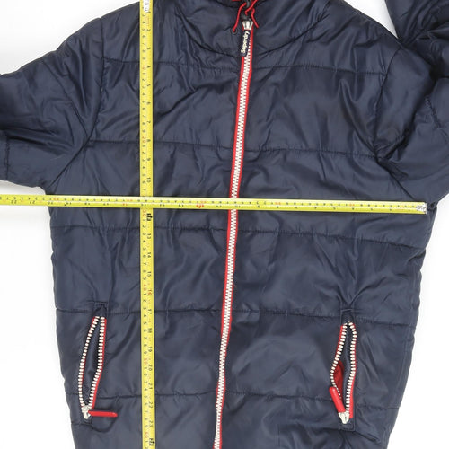 Superdry Men's Blue Hooded Puffer Jacket Size M Winter Casual