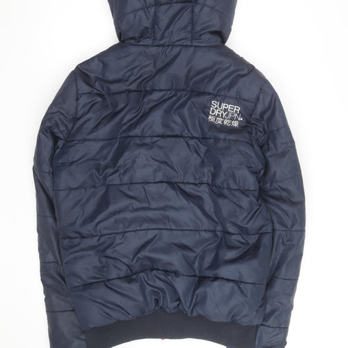 Superdry Men's Blue Hooded Puffer Jacket Size M Winter Casual