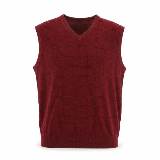 Front view of Dockers Men's Red Knit Sleeveless V-Neck Vest Jumper, size L