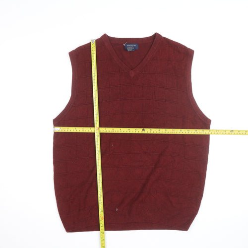 Dockers Men's Red Knit Sleeveless V-Neck Vest Jumper Size L