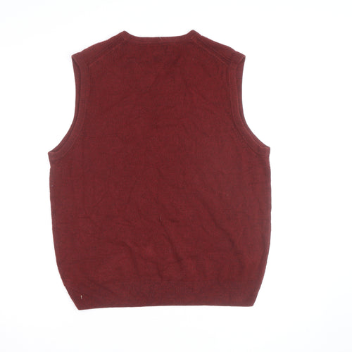Dockers Men's Red Knit Sleeveless V-Neck Vest Jumper Size L