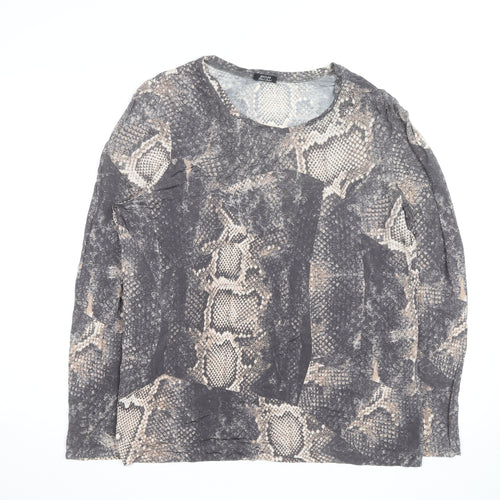 Basler Women’s Grey Snake Print Long Sleeve Jersey Top Size 12