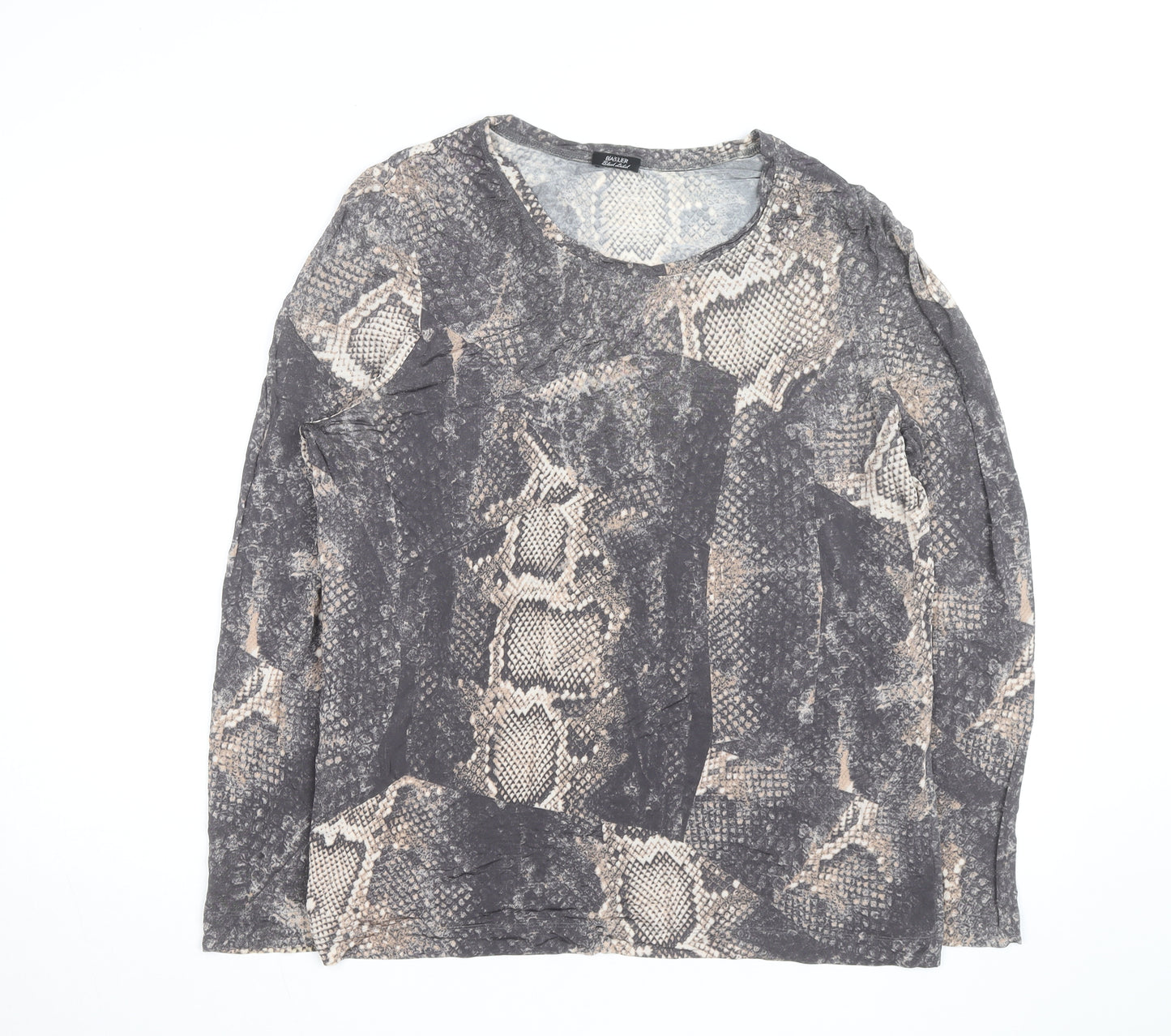 Basler Women’s Grey Snake Print Long Sleeve Jersey Top Size 12