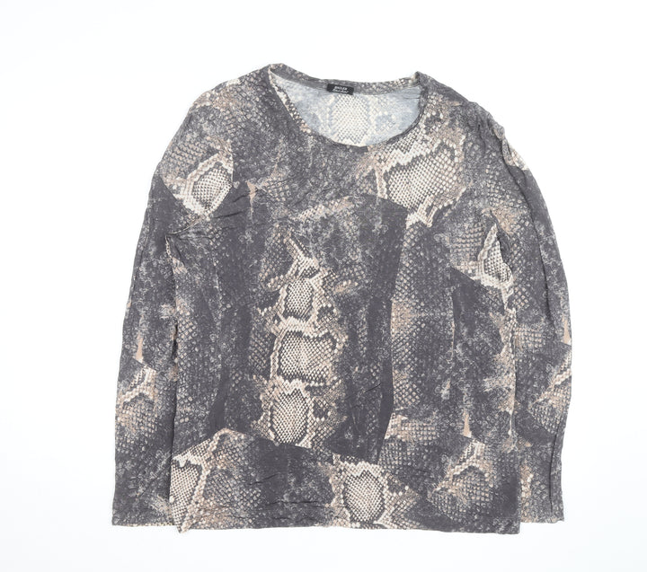 Basler Women’s Grey Snake Print Long Sleeve Jersey Top Size 12