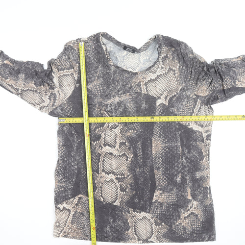 Basler Women’s Grey Snake Print Long Sleeve Jersey Top Size 12