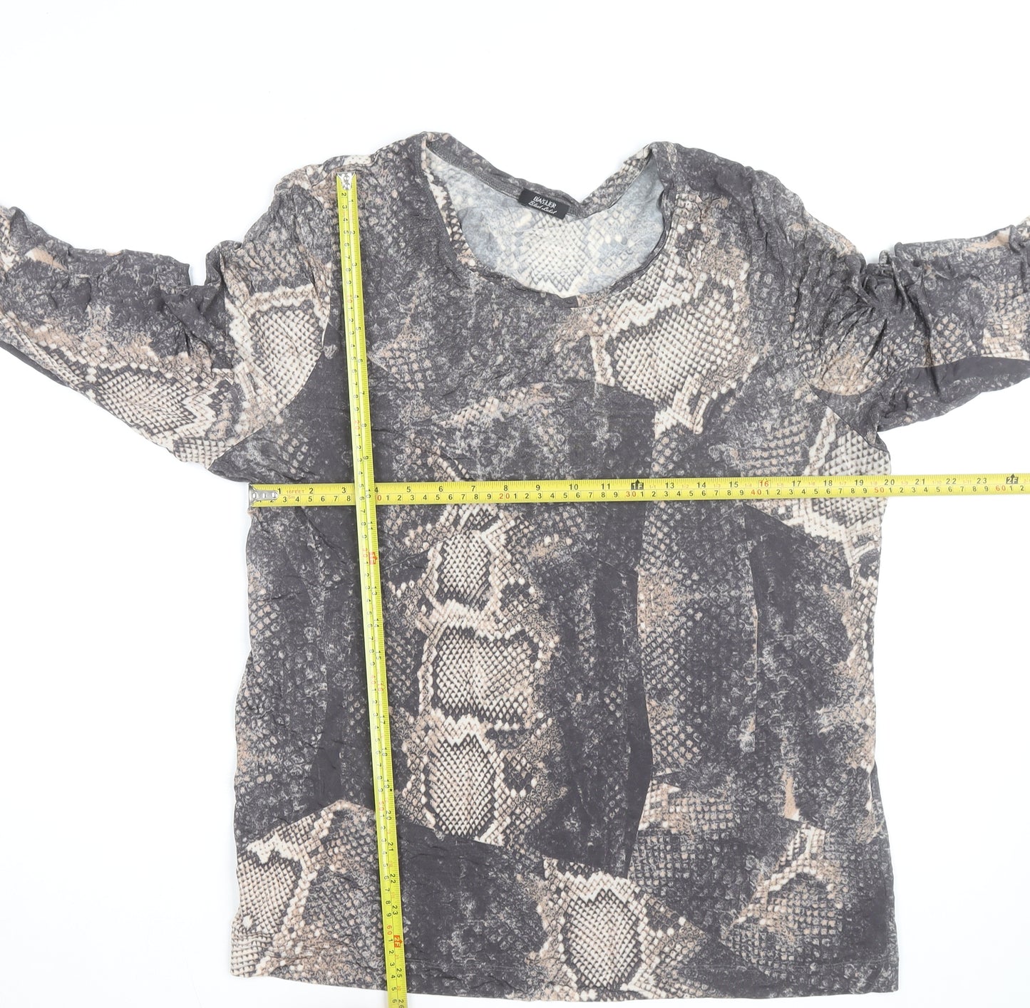 Basler Women’s Grey Snake Print Long Sleeve Jersey Top Size 12