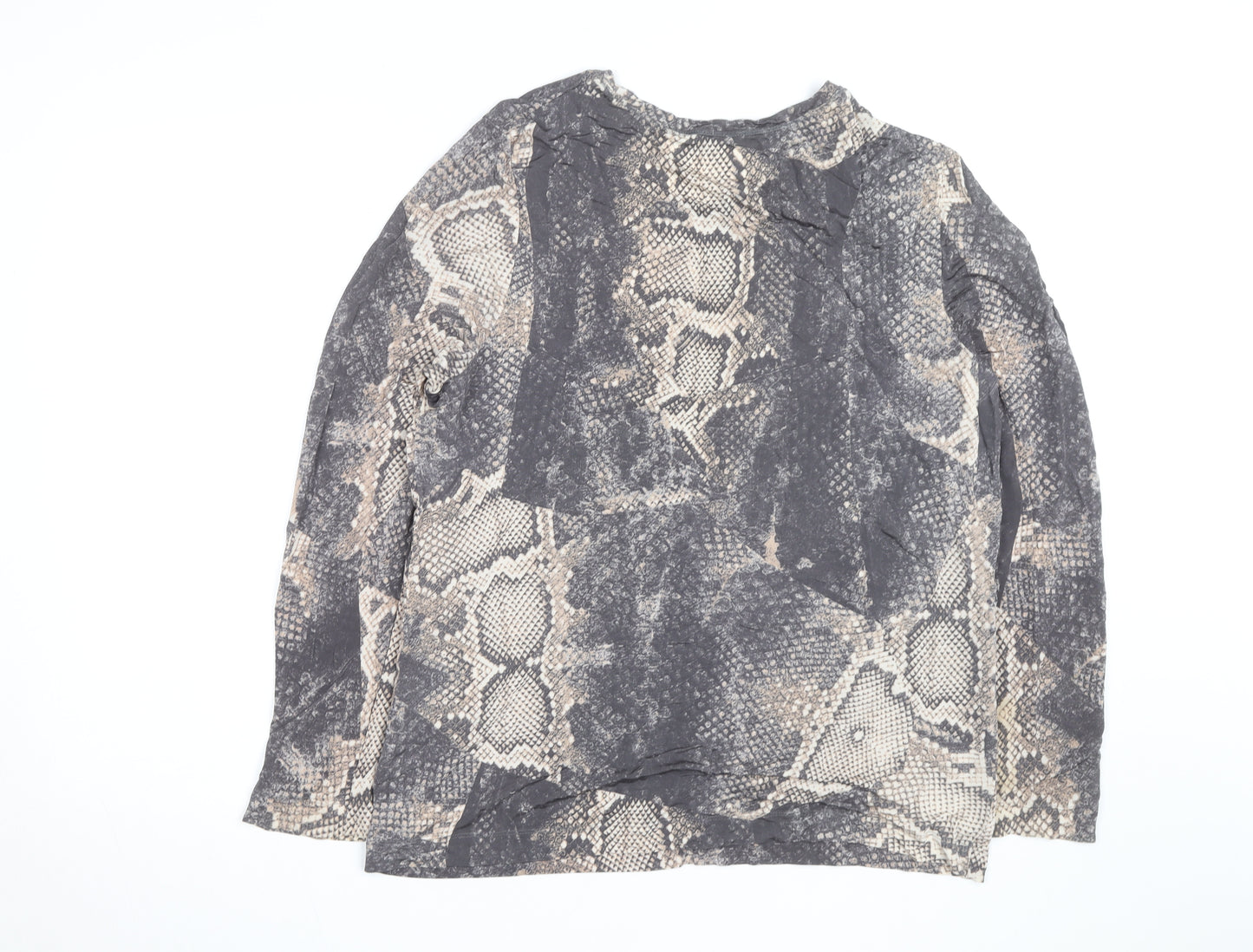Basler Women’s Grey Snake Print Long Sleeve Jersey Top Size 12