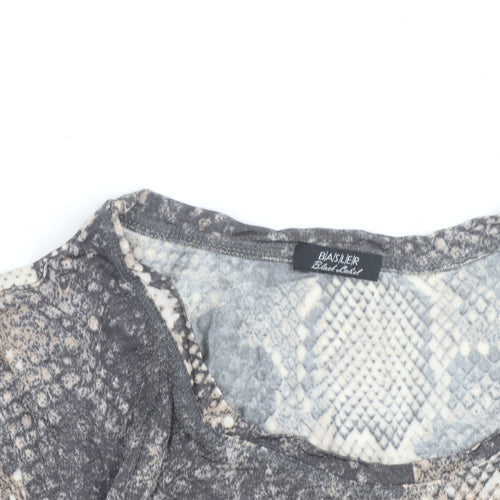 Basler Women’s Grey Snake Print Long Sleeve Jersey Top Size 12