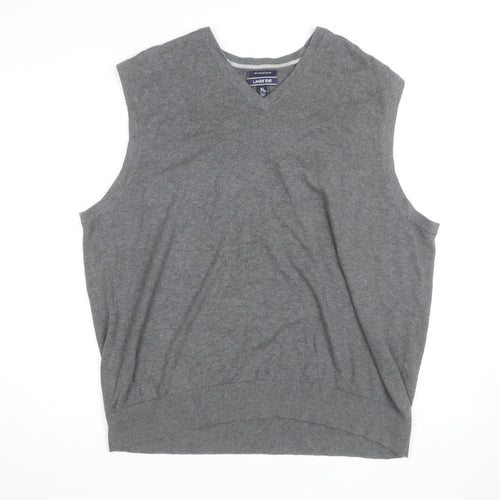 Lands' End Men's Grey Cotton V-Neck Sleeveless Vest XL