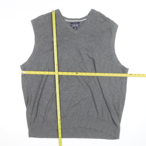 Lands' End Men's Grey Cotton V-Neck Sleeveless Vest XL